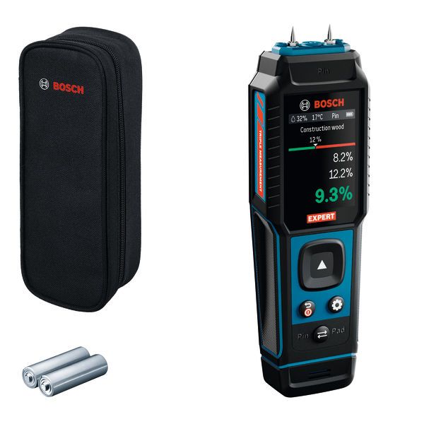 BOSCH EXPERT Feuchtemessgerät EXMM3-17 - BOSCH EXPERT Feuchtigkeitsmessgerät mit Display, Tasche und Batterien