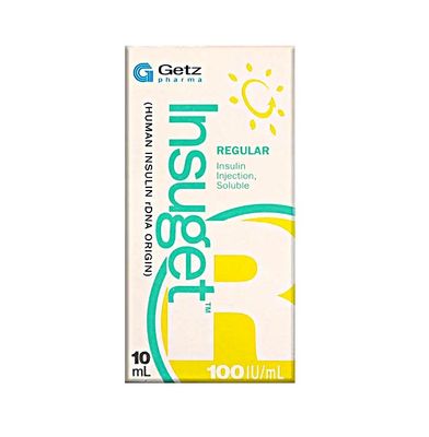 INSUGET REGULAR 100 IU 10 ML INJECTION