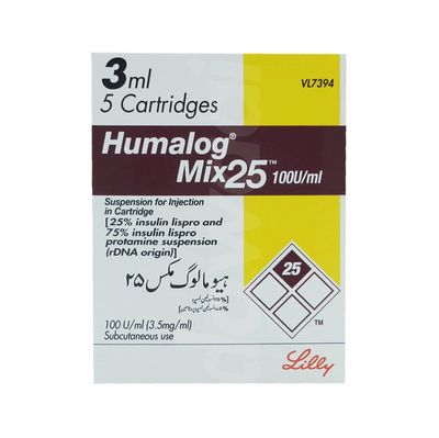 HUMALOG MIX25 100IU (PEN FIL) 3ML INJECTION