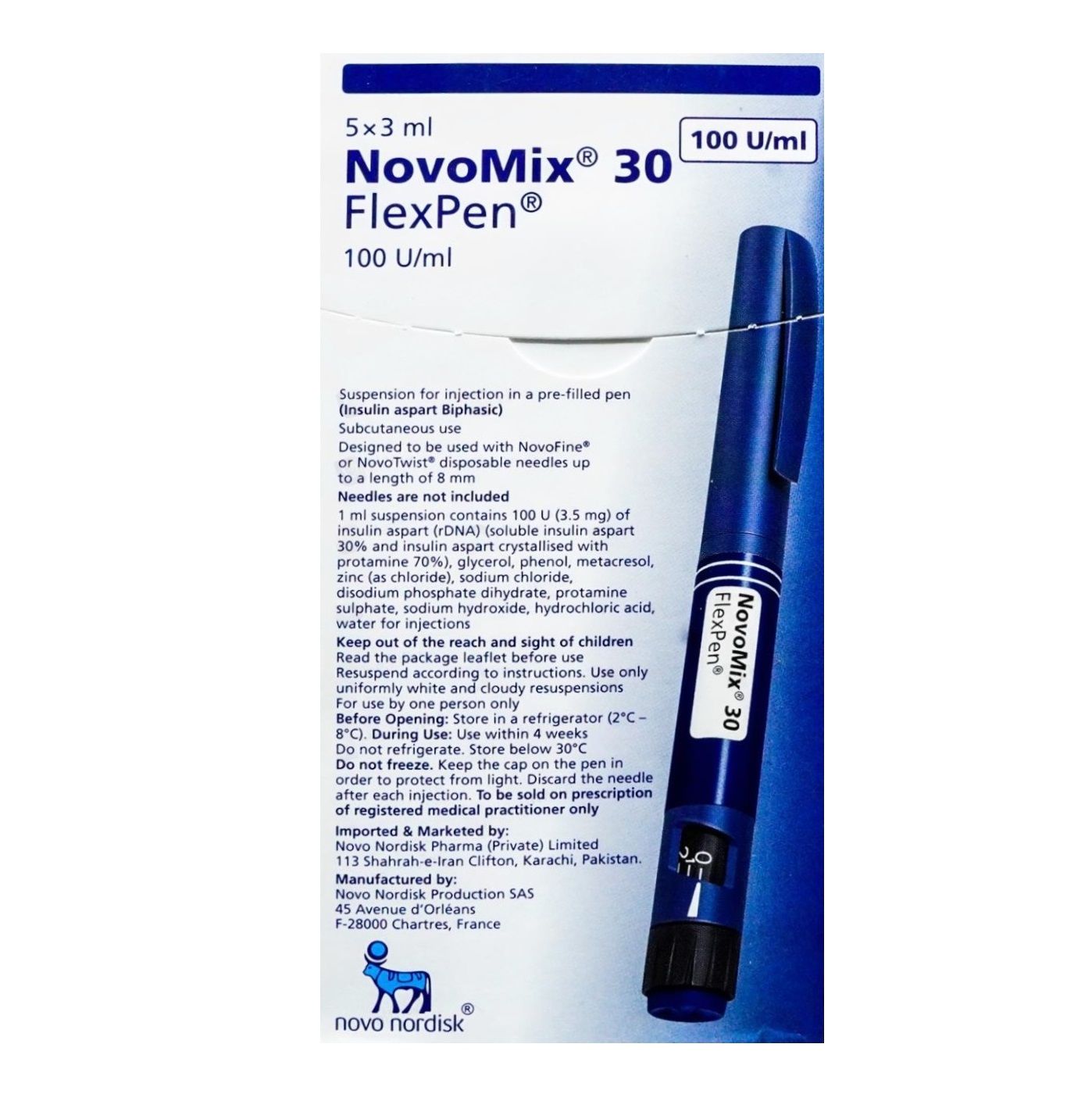 NOVOMIX 30 FLEXPEN 100IU 3 ML INJECTION