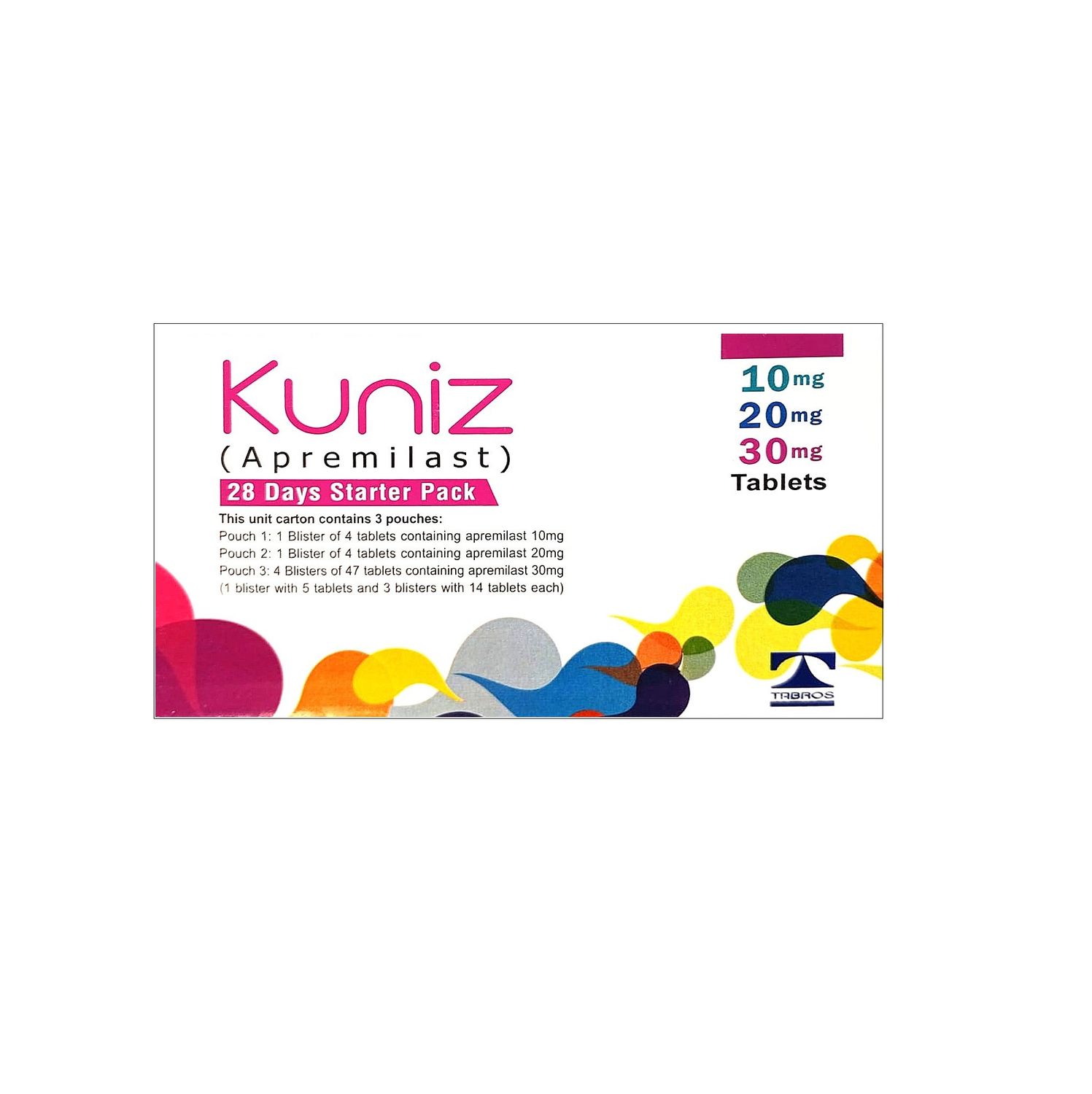 KUNIZ 28 DAYS STARTER PACK (APREMILAST) 10mg 20mg 30mg TABLETS
