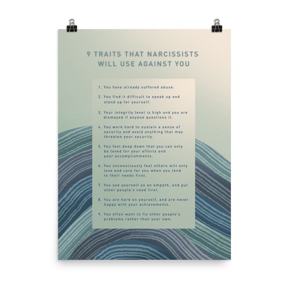 9 Traits That Narcissists Will Use Against You Downloadable Poster