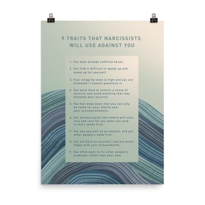 9 Traits That Narcissists Will Use Against You Downloadable Poster