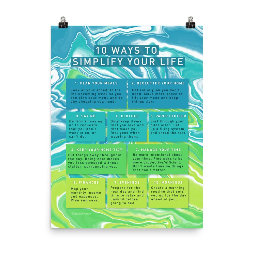 10 Ways To Simplify Your Life Downloadable Poster