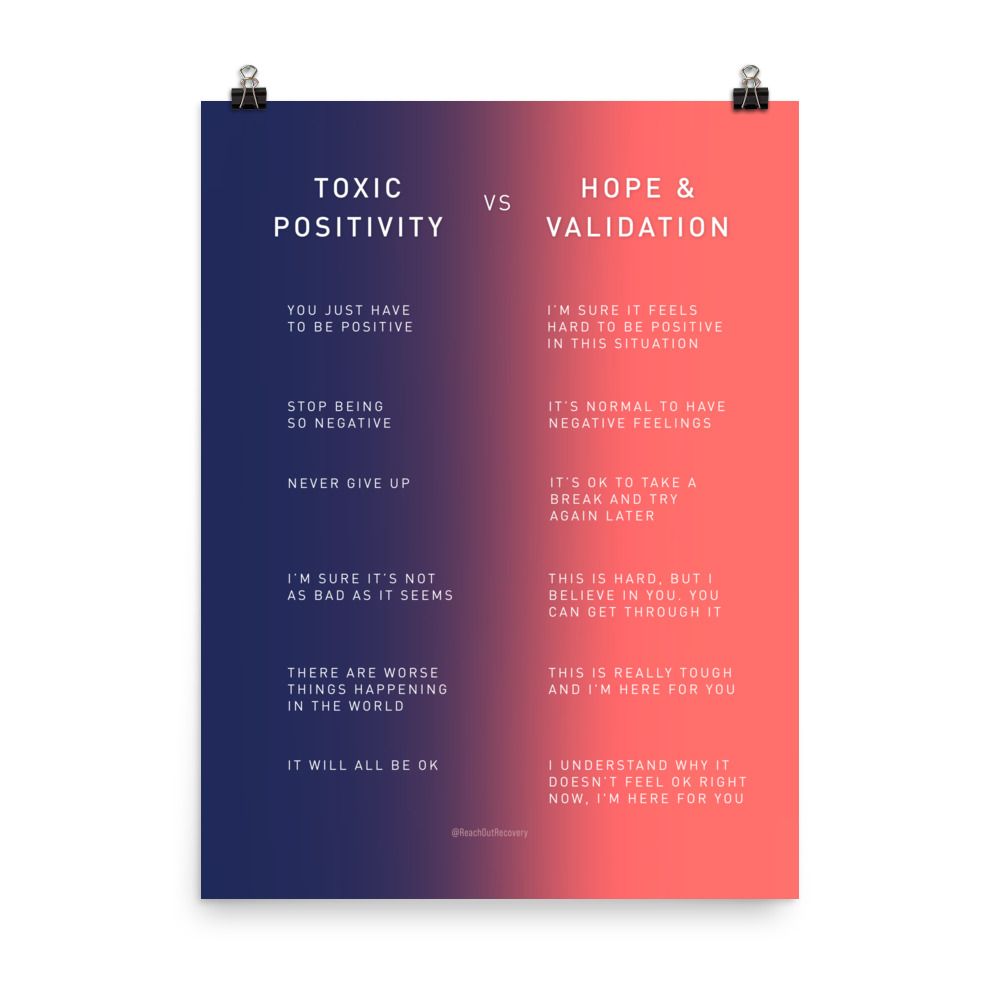 Toxic Positivity Vs Hope And Validation Downloadable Poster