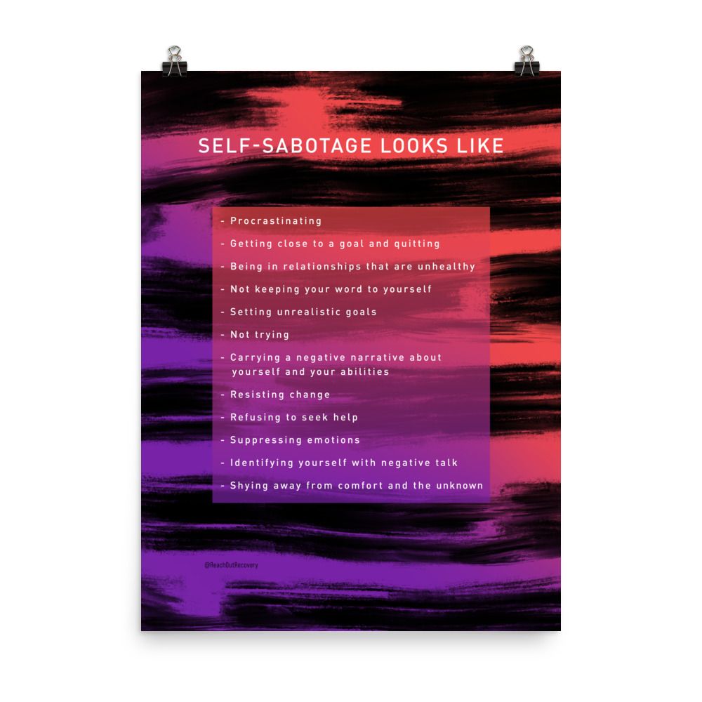 Self-sabotage looks like downloadable poster