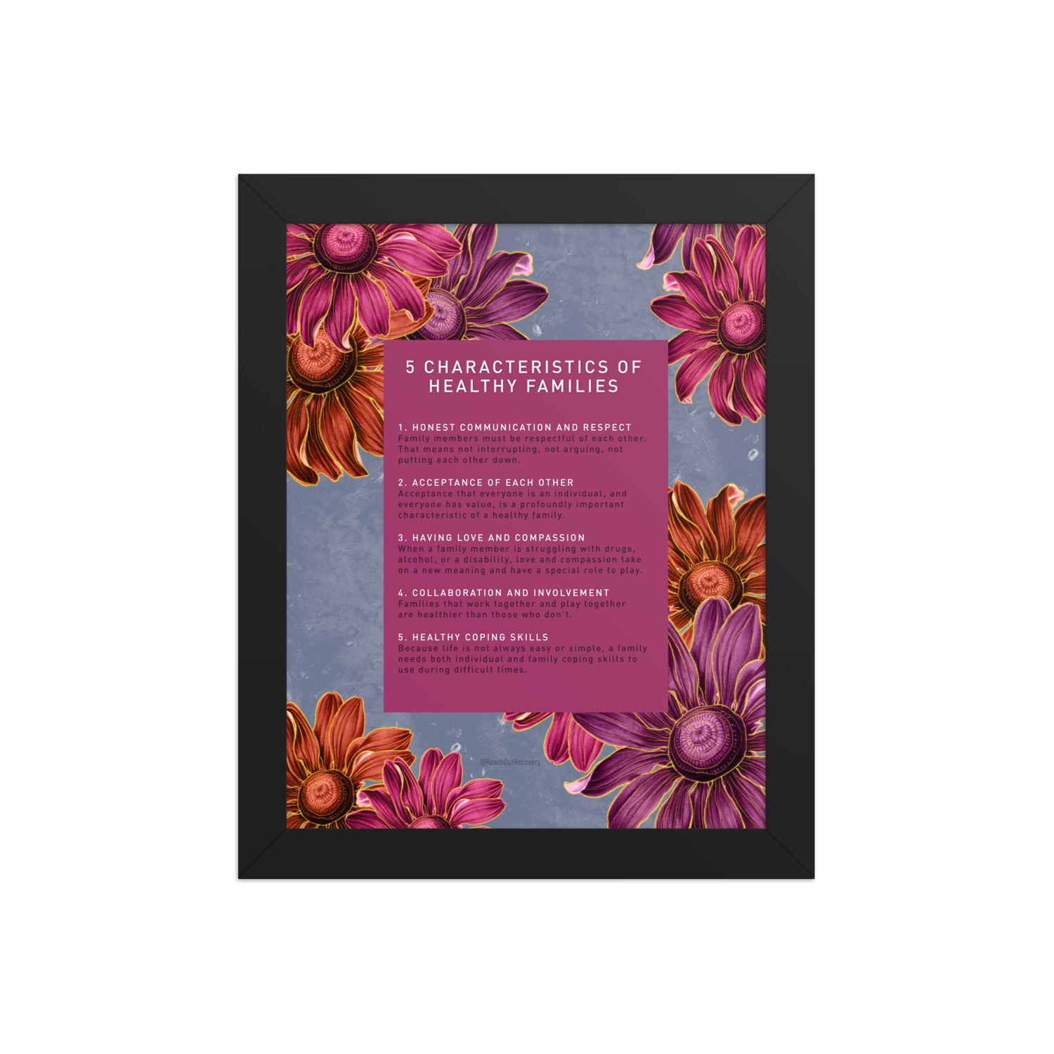 5 Characteristics Of Healthy Families Framed poster