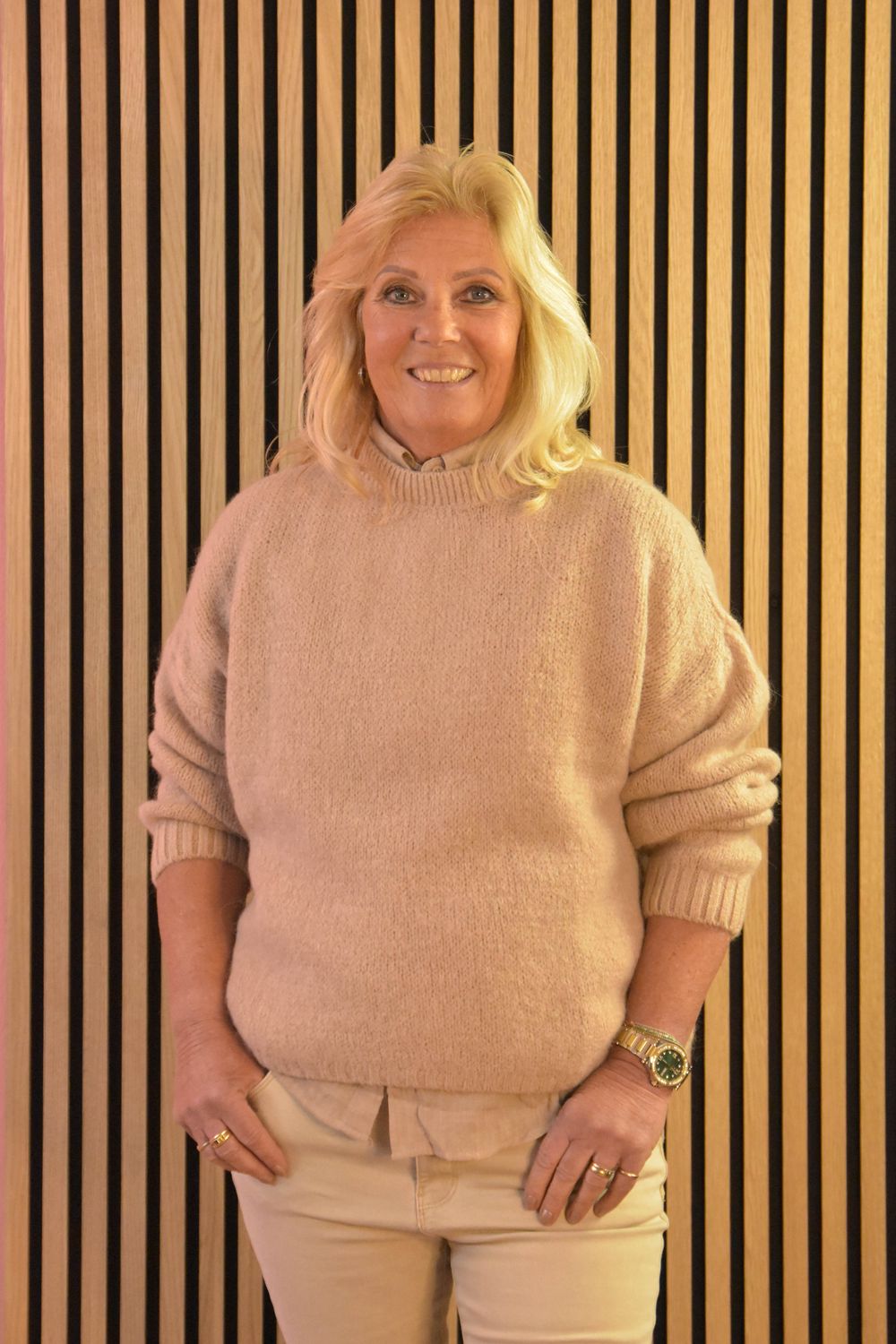 Gebreide trui uni beige