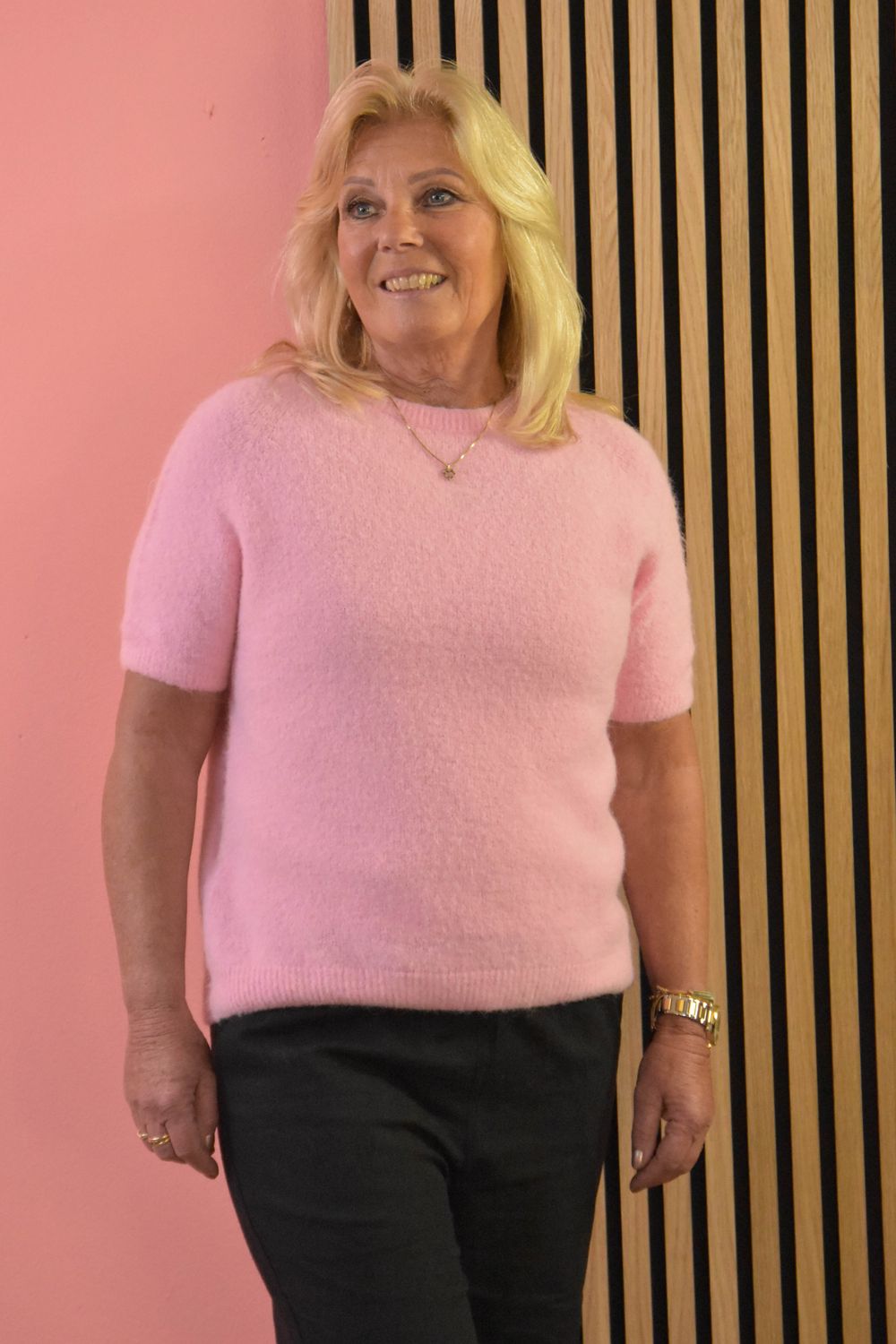 Korte trui alpaca roze