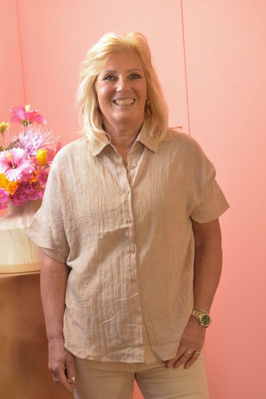 Linnen blouse uni beige