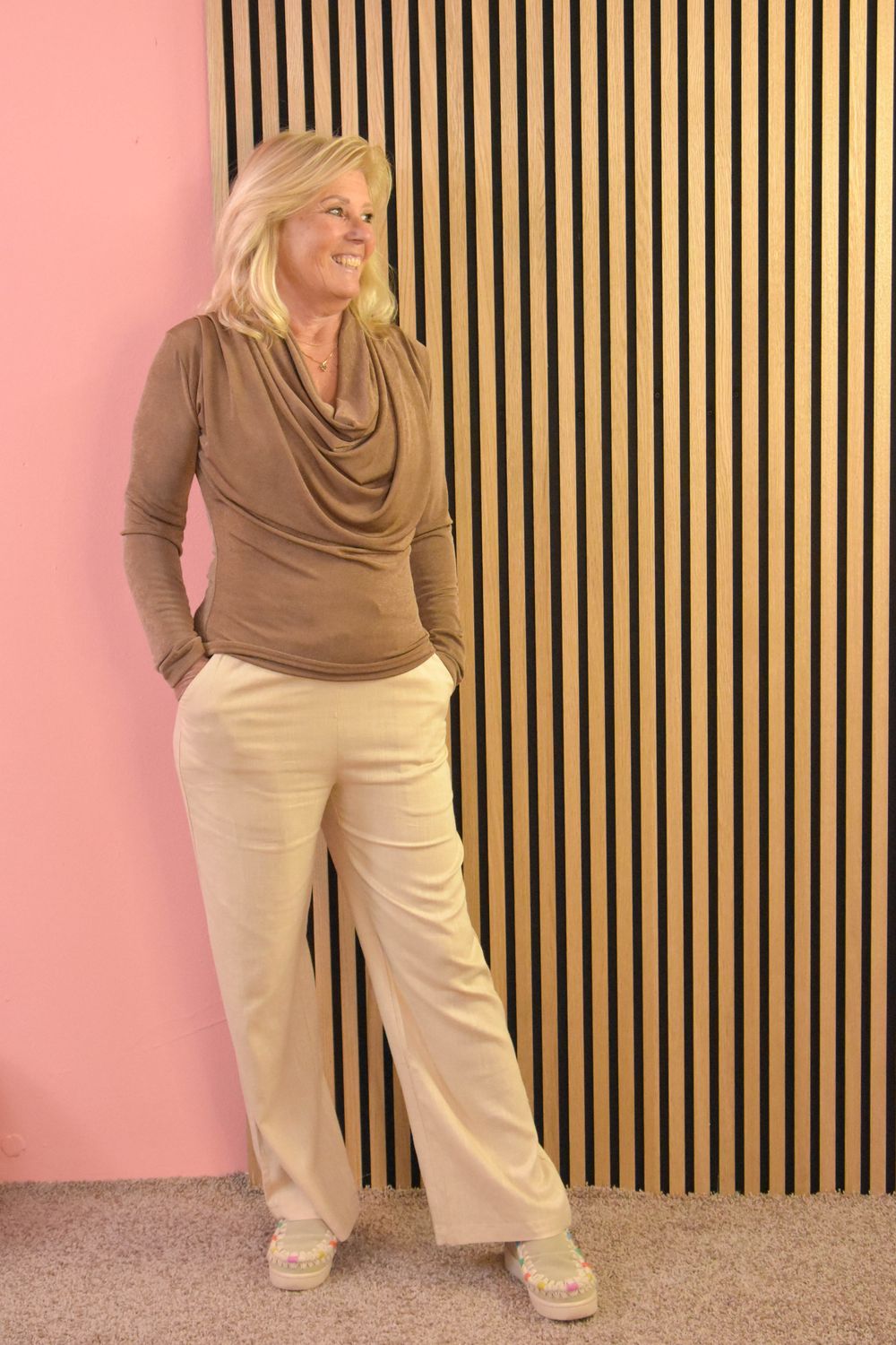 Linnen broek uni beige