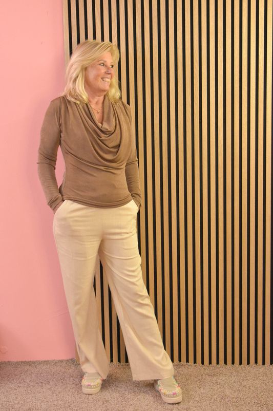 Linnen broek uni beige