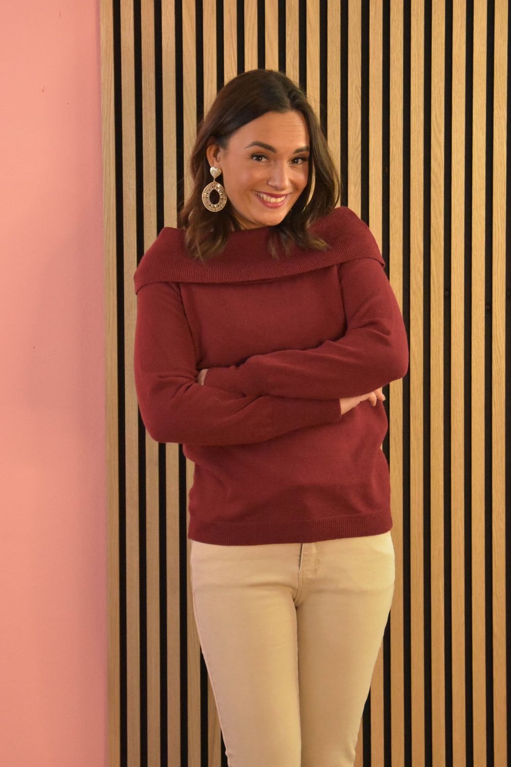 Top off shoulder bordeaux
