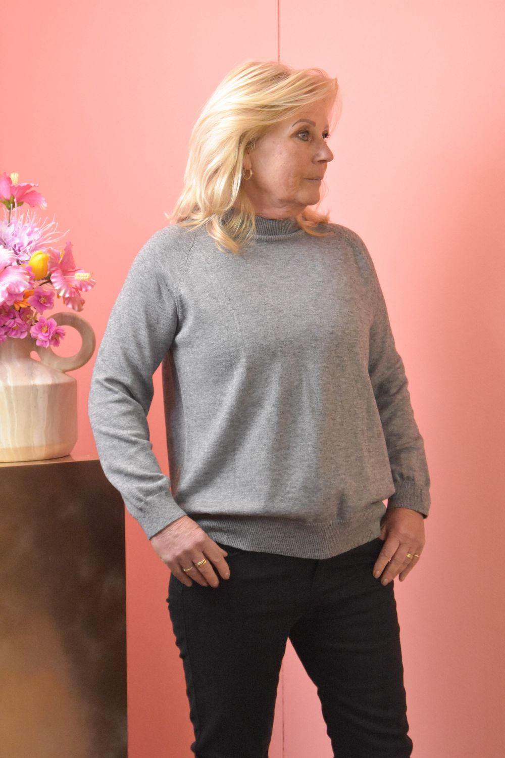 Top turtle neck uni grijs