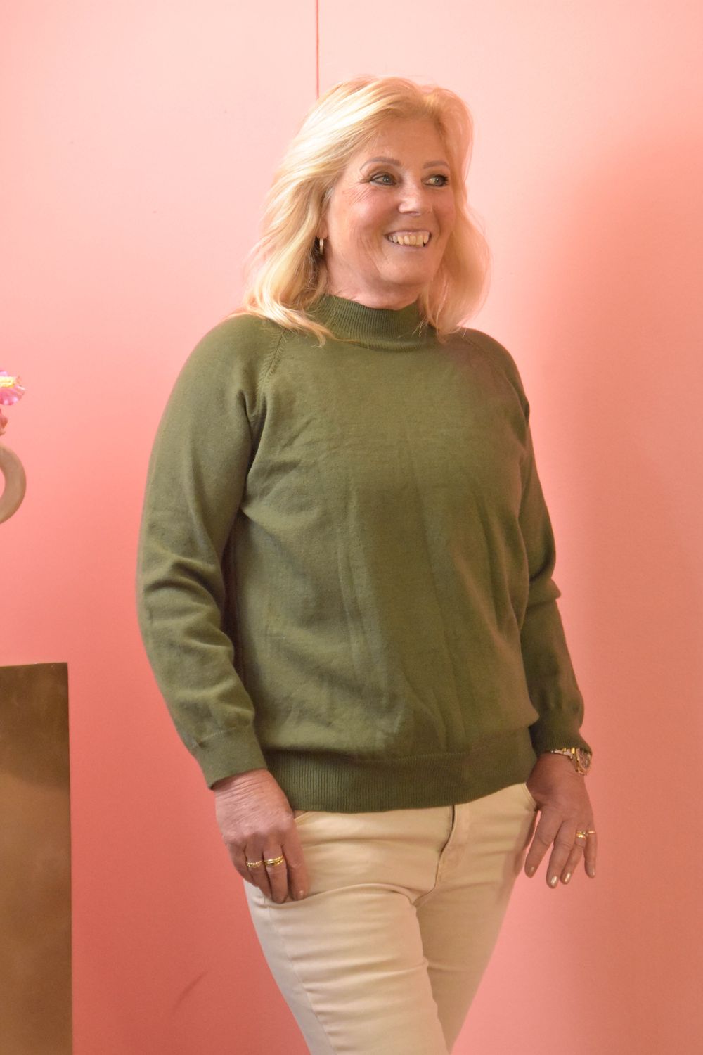 Top turtle neck uni legergroen