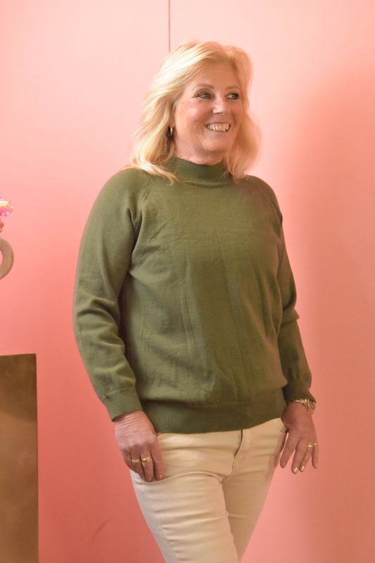 Top turtle neck uni legergroen