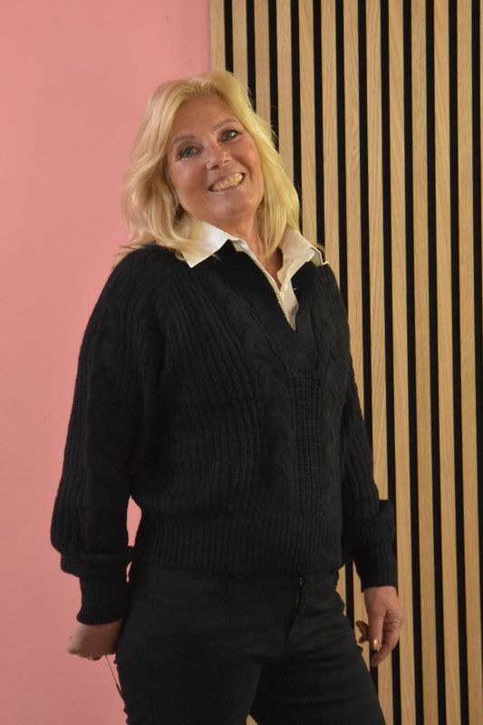 Trui met blouse detail zwart
