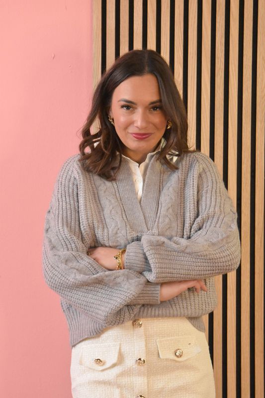 Trui met blouse detail grijs