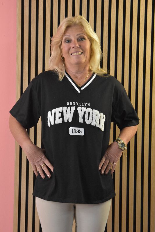 T-shirt New York roomwit/zwart