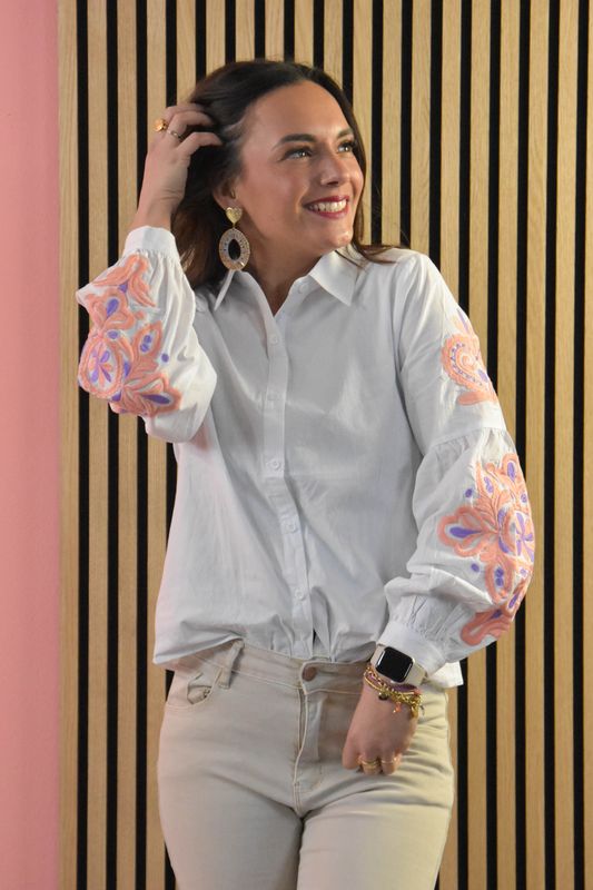 Zac&amp;Zoe blouse mouw detail oranje/lila