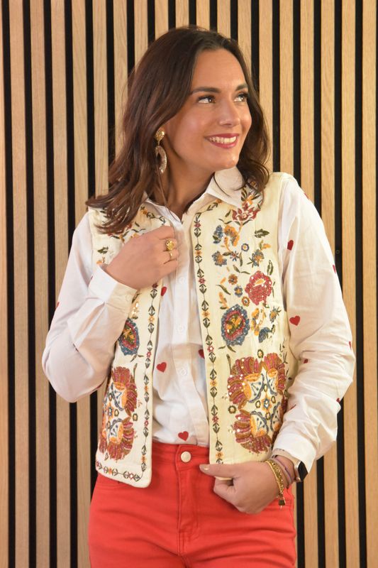 Zac&amp;Zoe gilet flower geel/blauw/rood