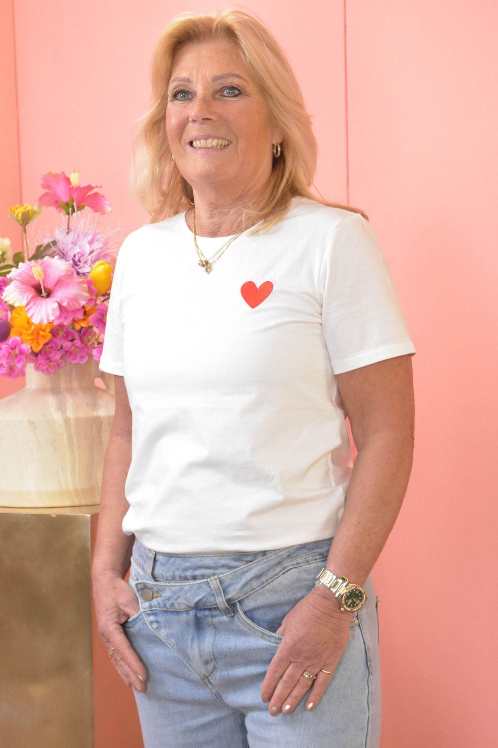 T-shirt met hart rood