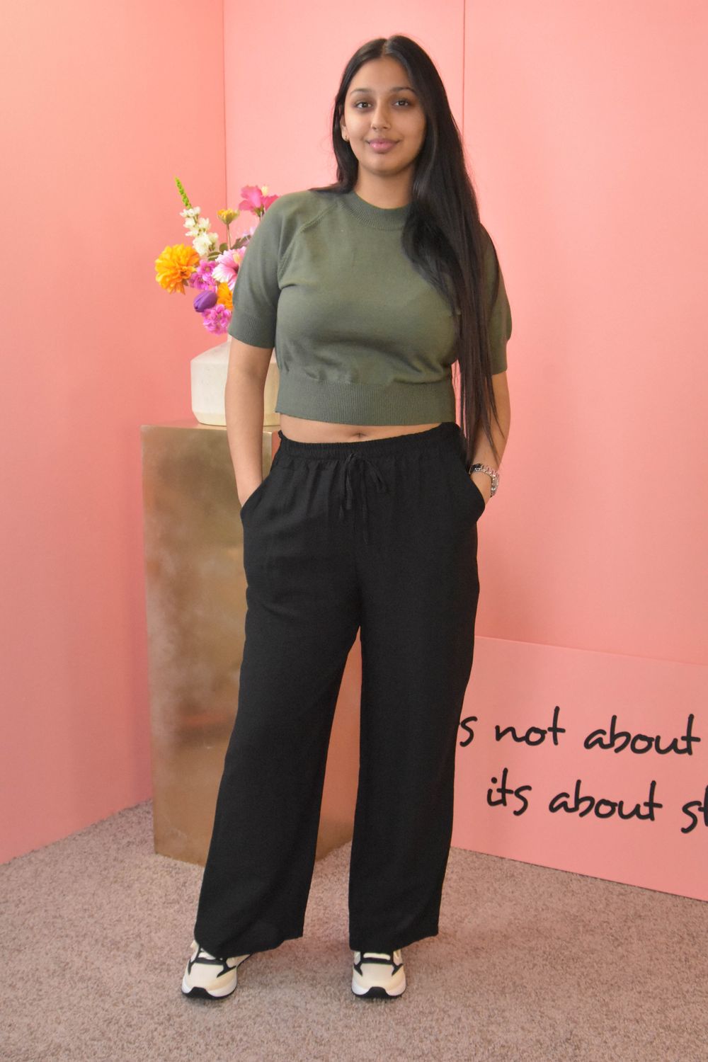 Basic linnen broek zwart