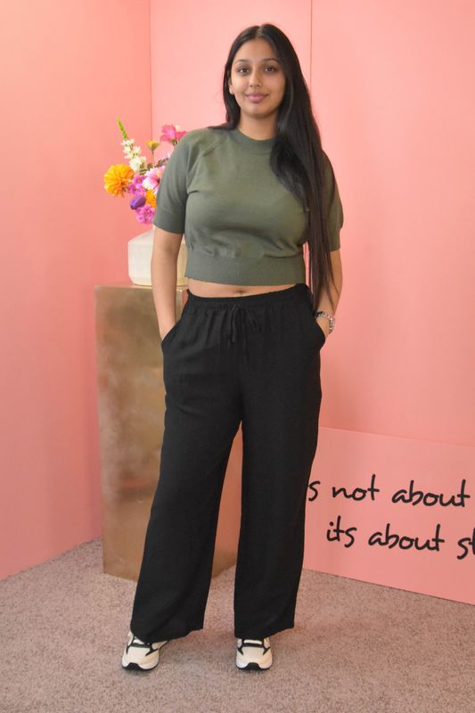 Basic linnen broek zwart