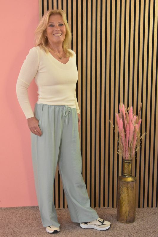 Basic linnen broek mintgroen