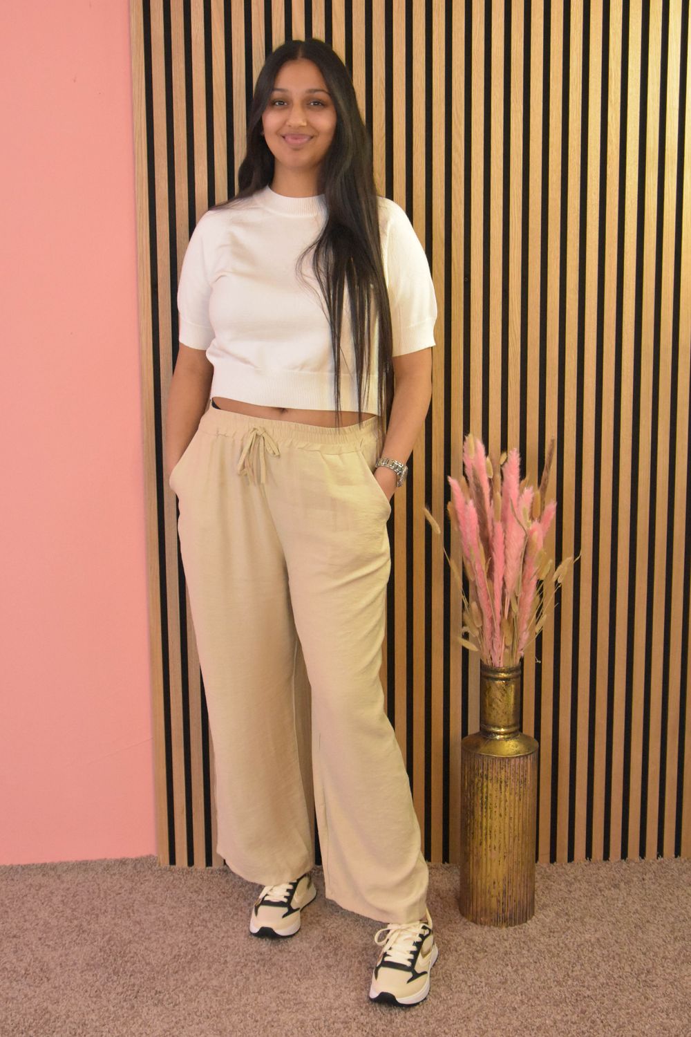 Basic linnen broek beige