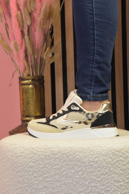 Sneaker beige zwart panter