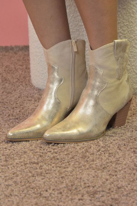 Lage cowboy laarzen beige