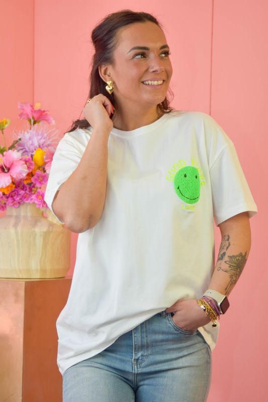 T-shirt good vibes teddy groen