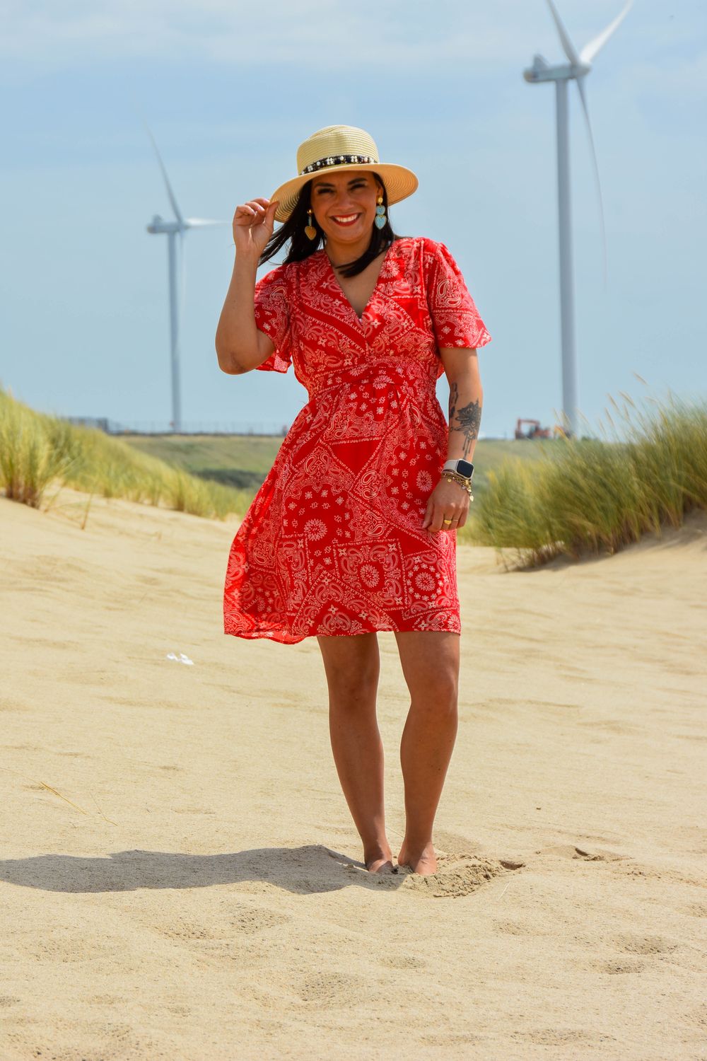 Kort jurkje barok print rood