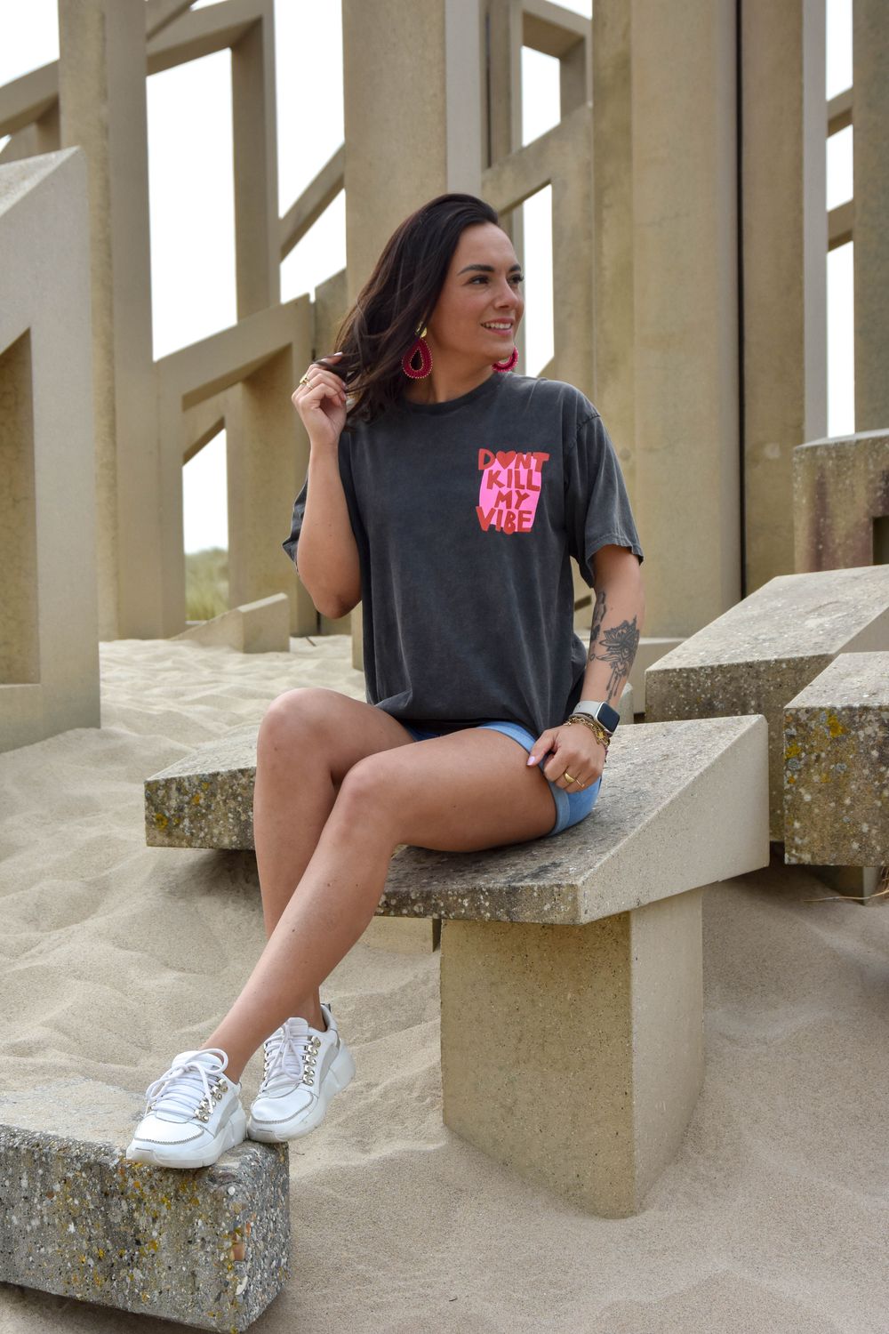 Shirt grijs dont kill my  vibes