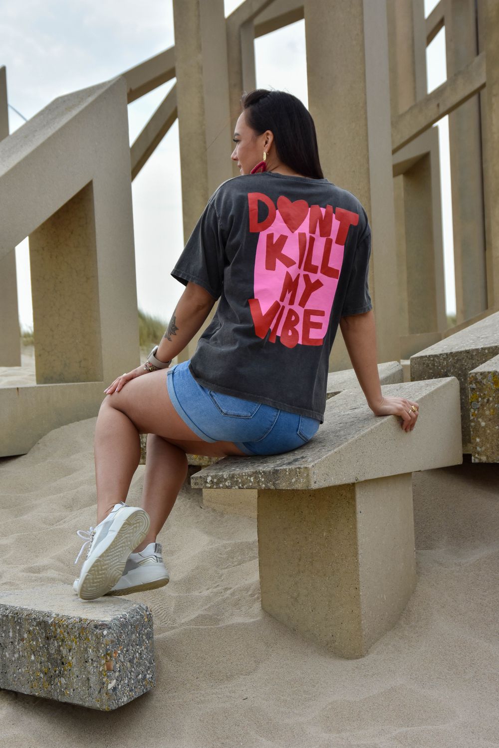 Shirt grijs dont kill my  vibes