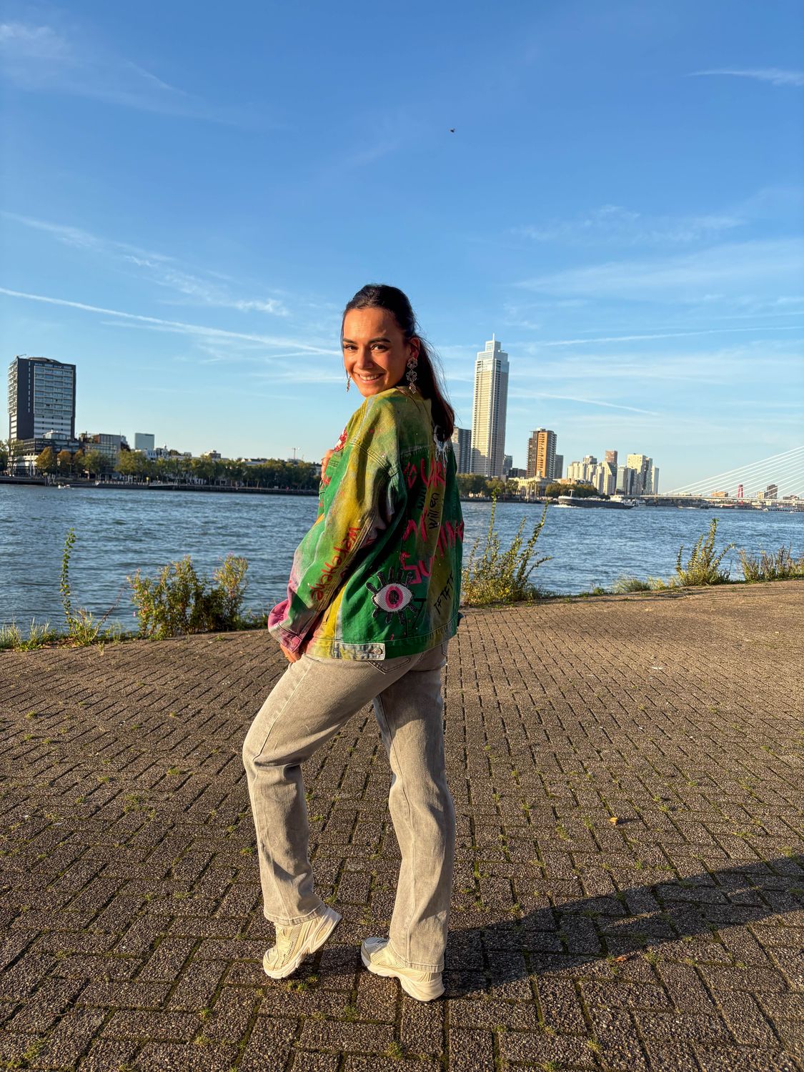 Zac&amp;Zoe spijker jack graffiti blauw