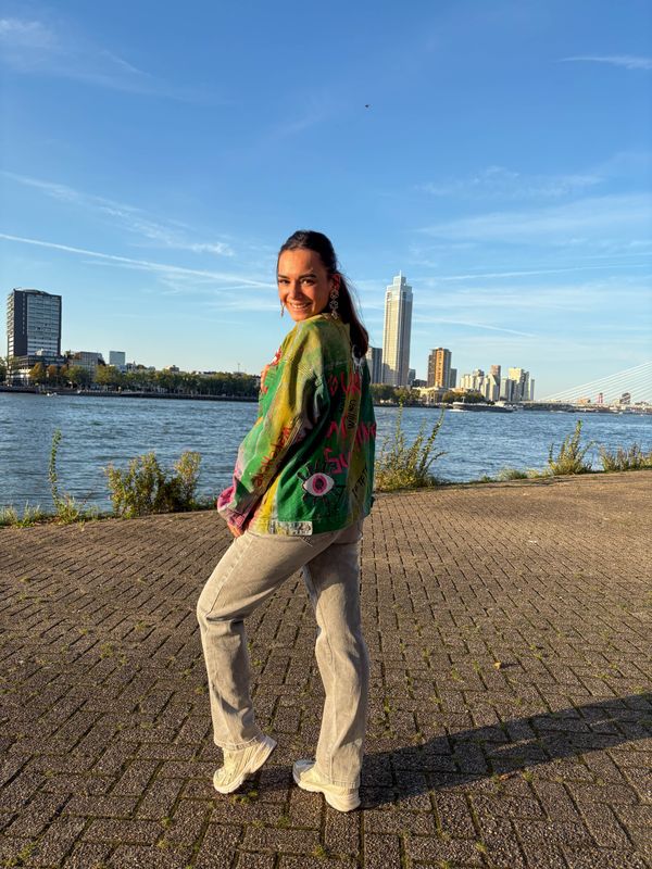 Zac&amp;Zoe spijker jack graffiti blauw