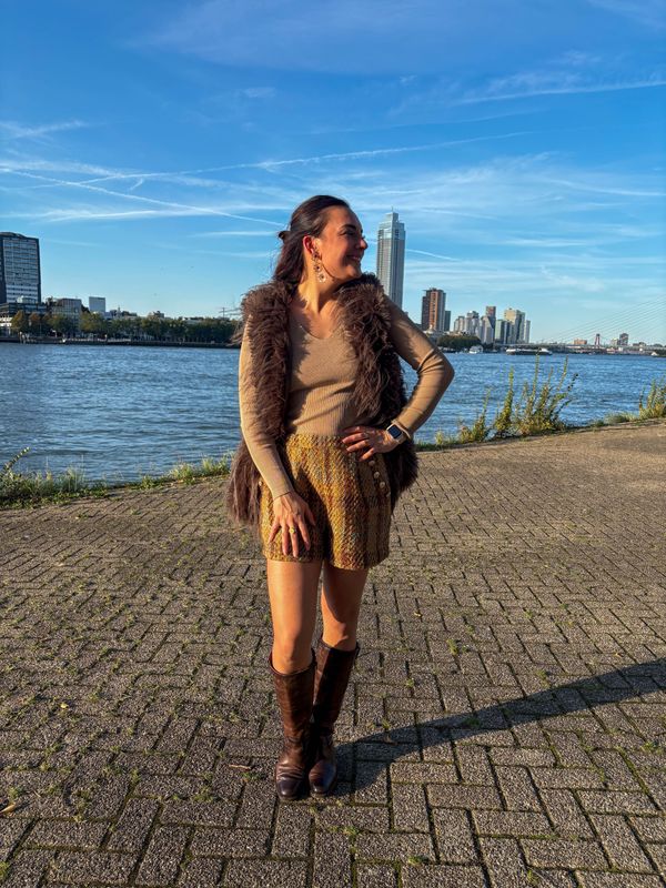 Fake fur gilet donkerbruin