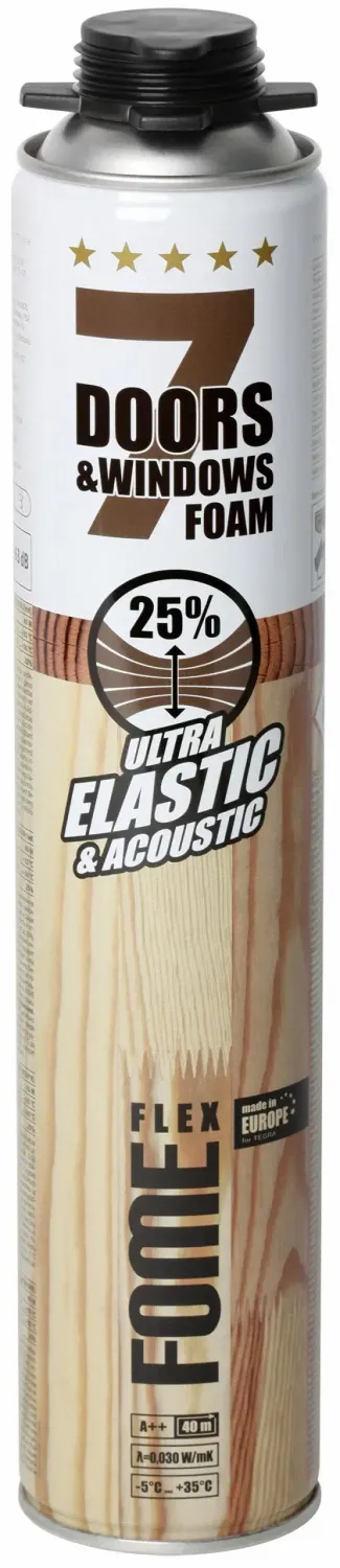 ​Vienkomponenta poliuretāna montāžas putas FOME FLEX 7 DOOR WINDOWS ELASTIC PISTOL FOAM