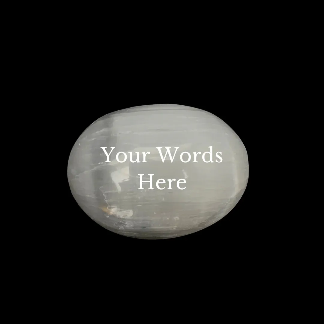 Custom Engraved Selenite Palmstone 6-7cm (PLEASE READ DESCRIPTION)