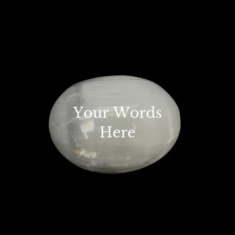 Custom Engraved Selenite Palmstone 6-7cm (PLEASE READ DESCRIPTION)