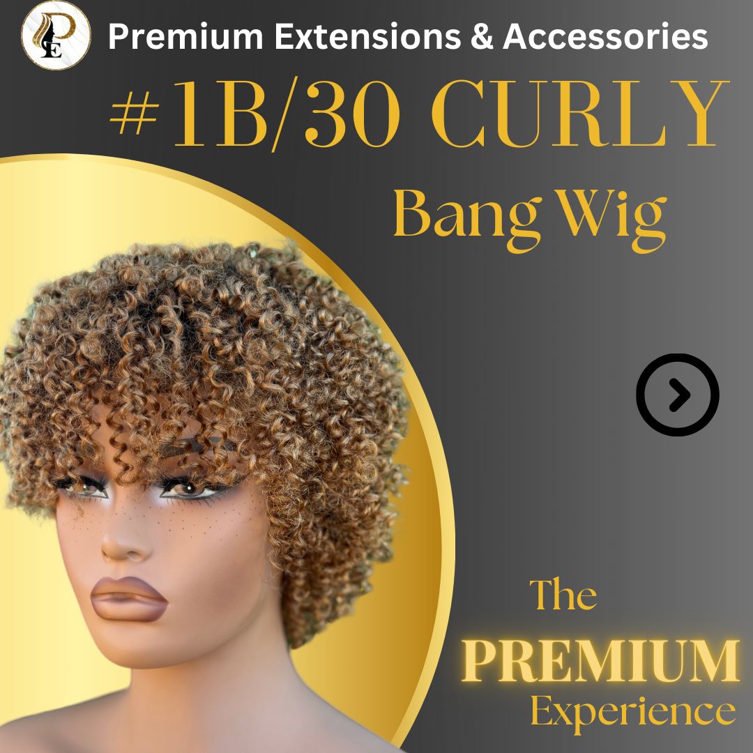 Curly #1B/30 Bang Wig