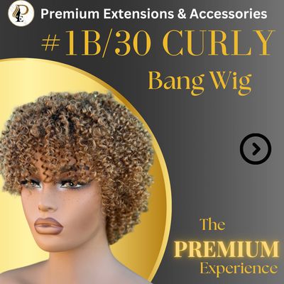 Curly #1B/30 Bang Wig