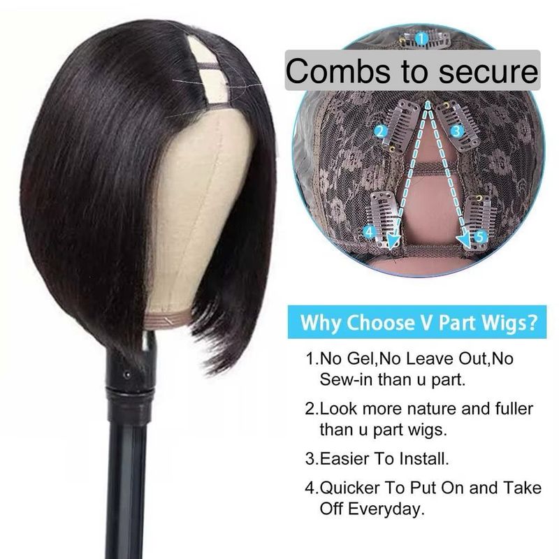 Straight V-Part Wig