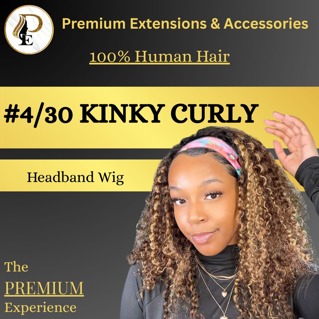 #4/30 Kinky Curly Headband Wig