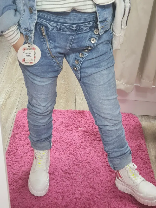 Jeans Mozzaar XS S knopfleiste