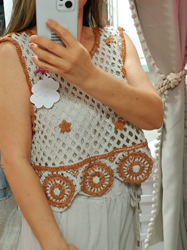 Häkel Top Boho Blumen