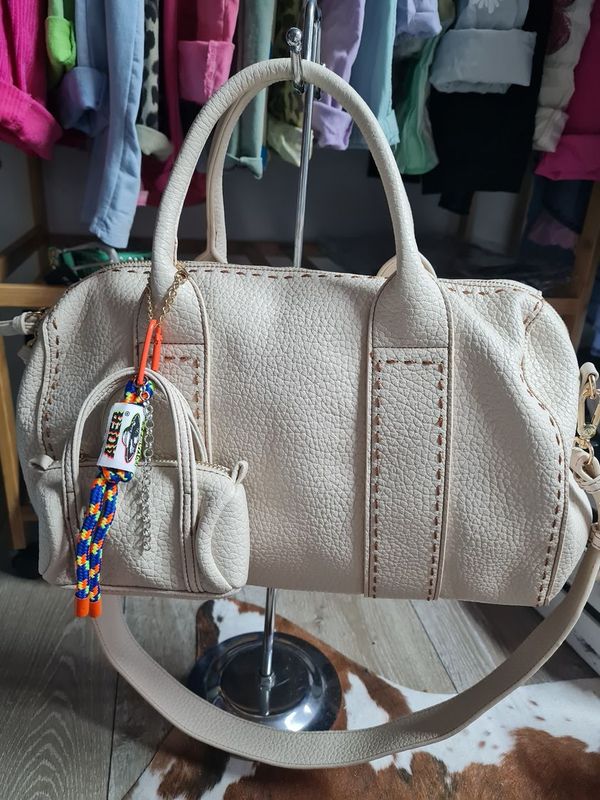 Tasche mit mini bag creme