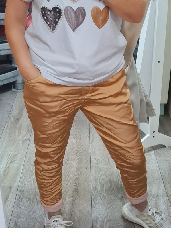 Shiny Glanz Joggpants Hose peach italymode